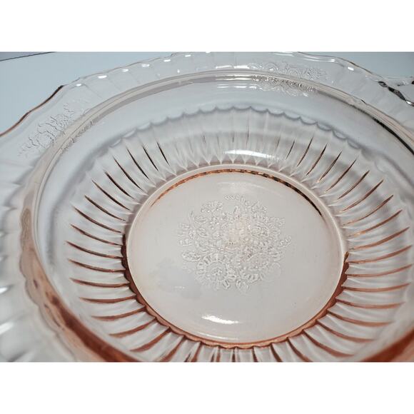 Vtg 1930s Anchor Hocking Rose Pink Depression Glass Mayfair Handled Covered Dish - Picture 3 of 10